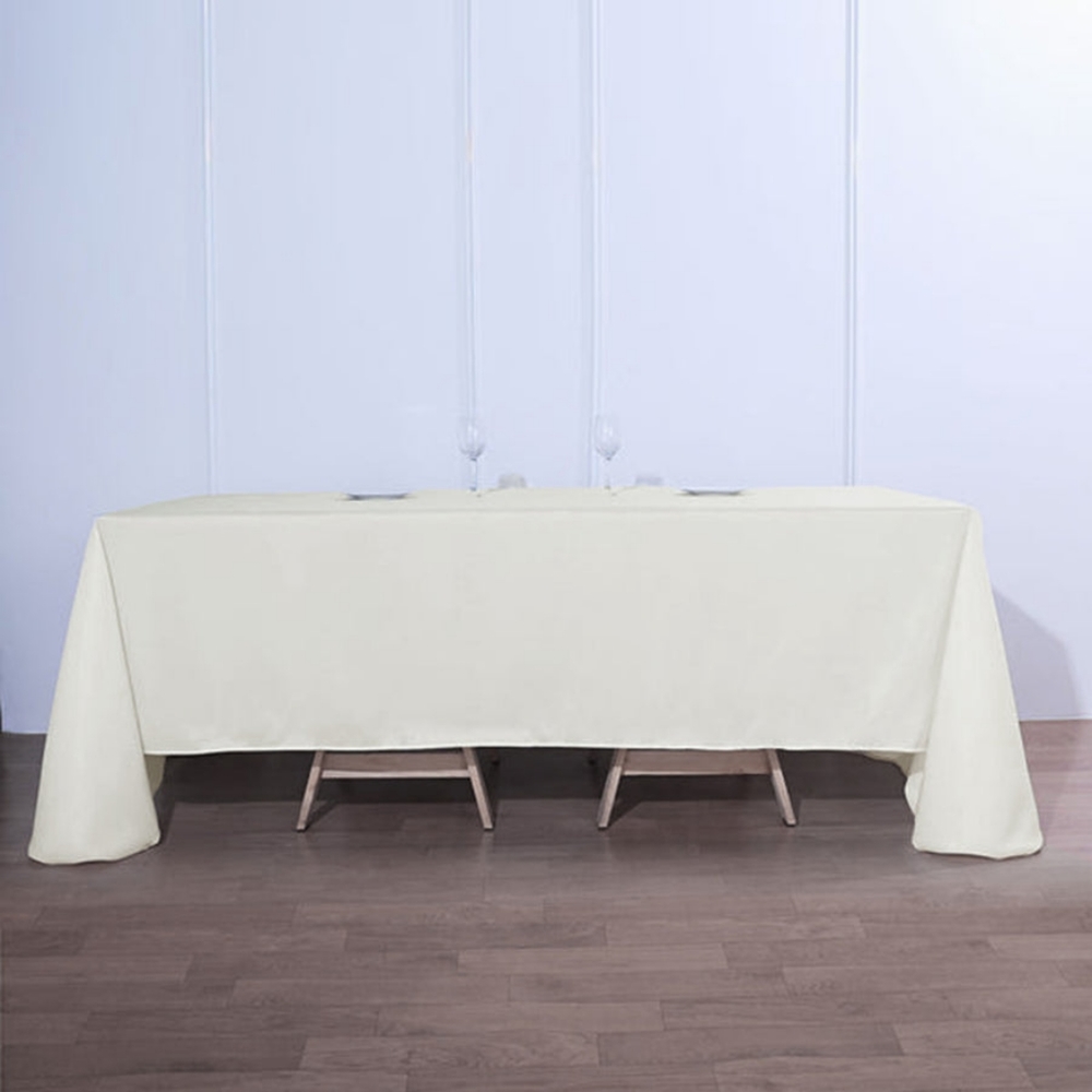 Ivory Polyester Rectangle Tablecloth - Picture 3 of 3